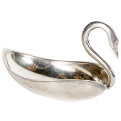Elegant Art Deco Silver-Plate Swan Condiment or Toothpick Holder
