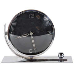 Streamline Art Deco Clock with Circular Face and Chromed Accents at ...