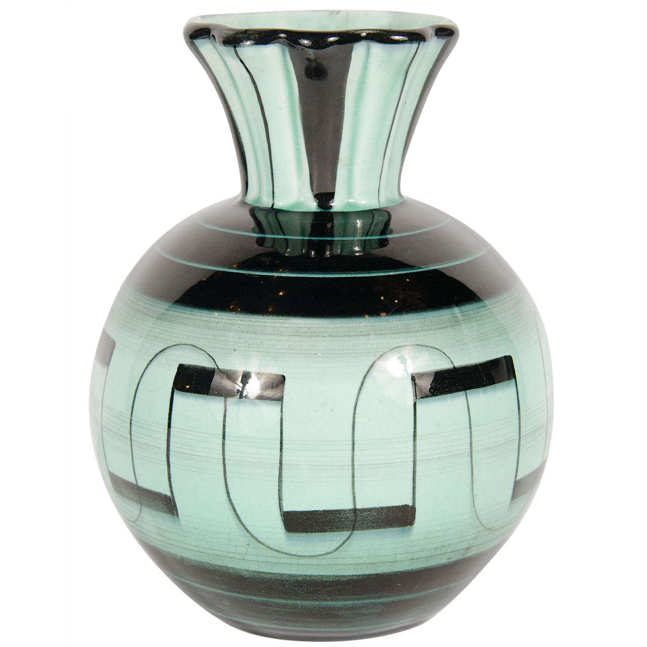 Art Deco Ceramic Sphere Vase by Ilse Claussen for Rorstrand of Sweden
