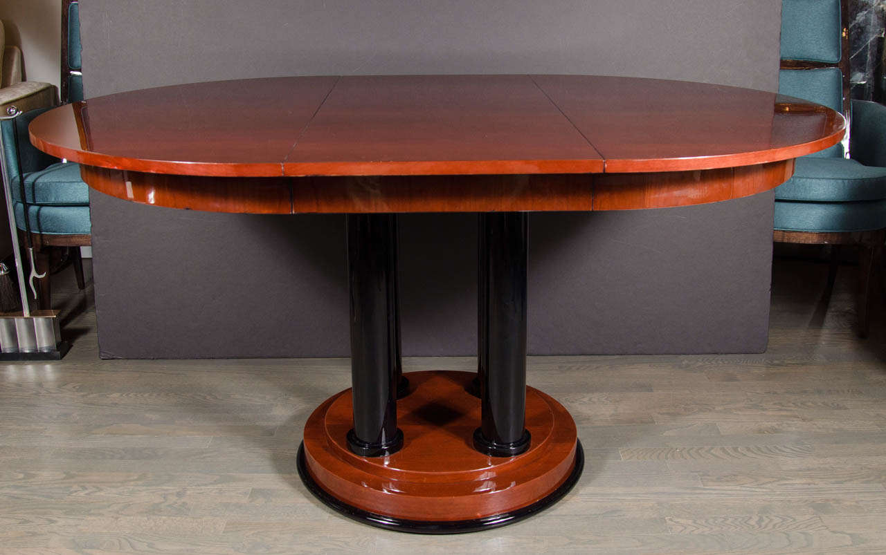 Elegant Art Deco Four Pedestal Center Hall Table/Dining Table at 1stDibs
