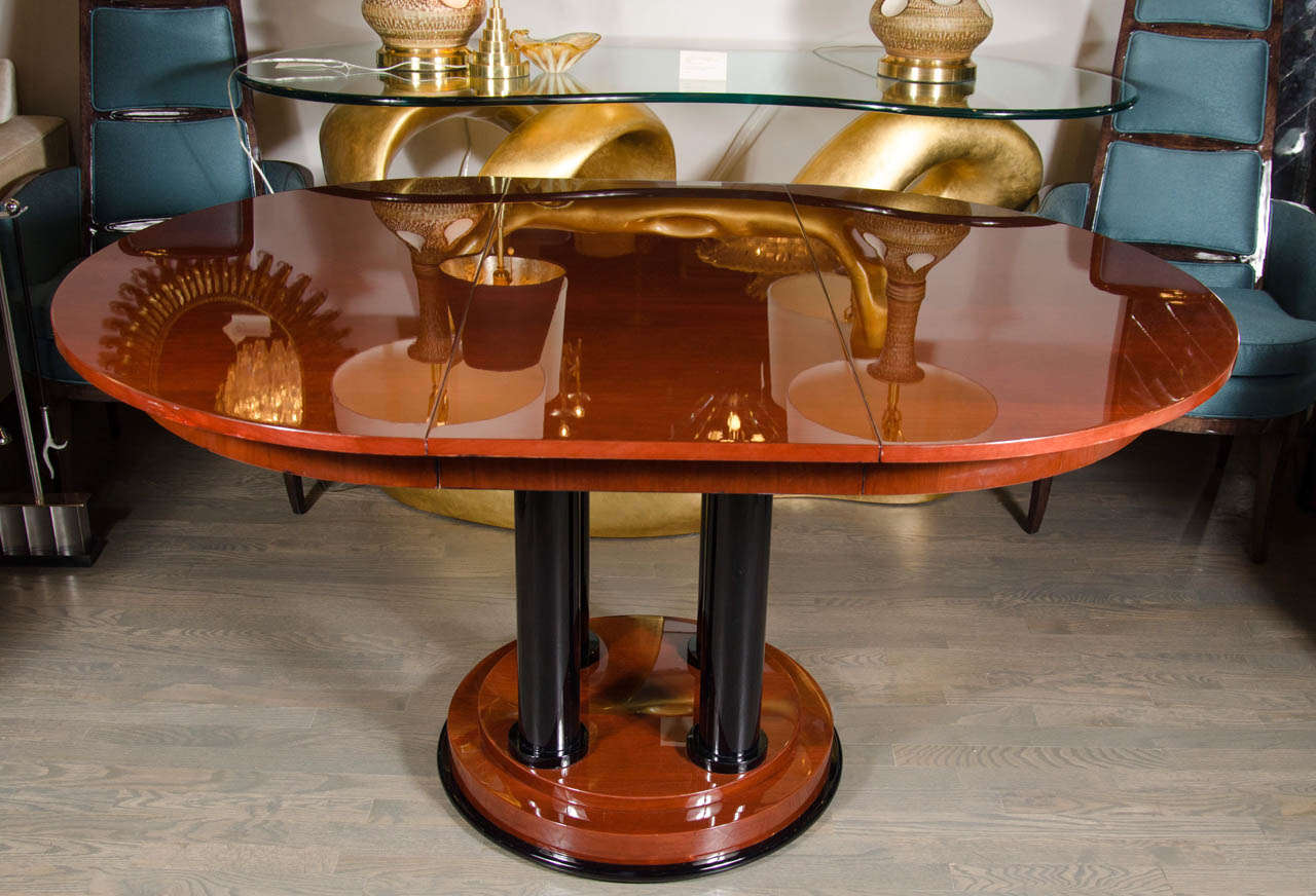 Elegant Art Deco Four Pedestal Center Hall Table/Dining Table at 1stDibs