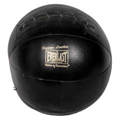 Vintage Black Leather Medicine Ball by Everlast 11