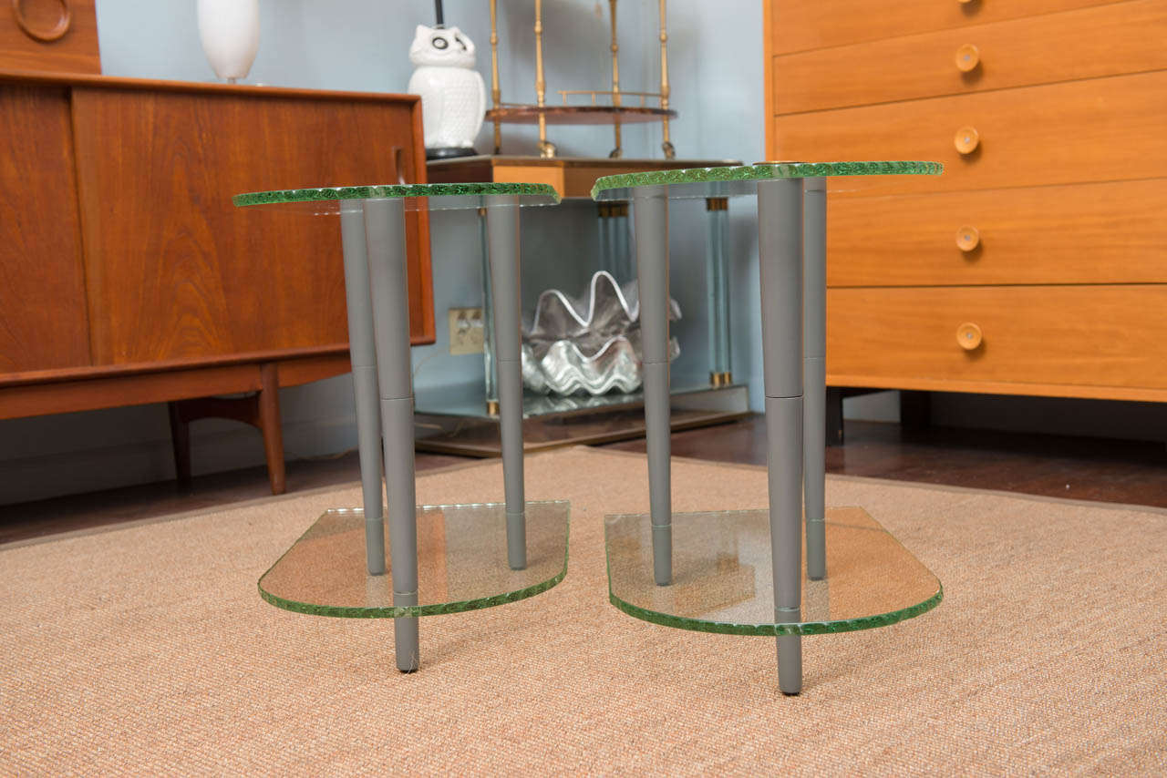Glass Pair of Art Deco Tables