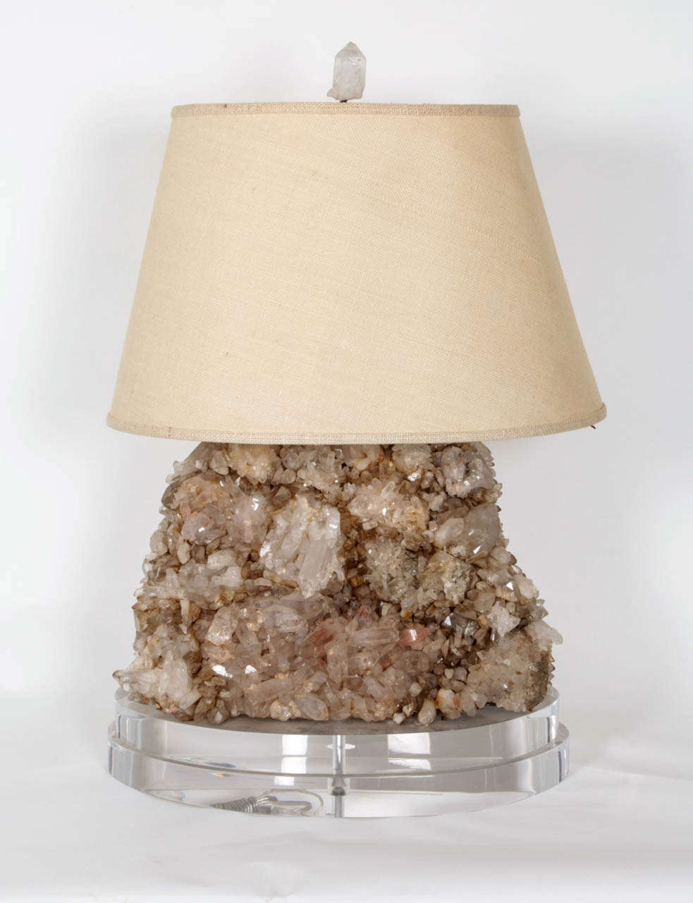 Monumental Rock Crystal Lamp with String Shade