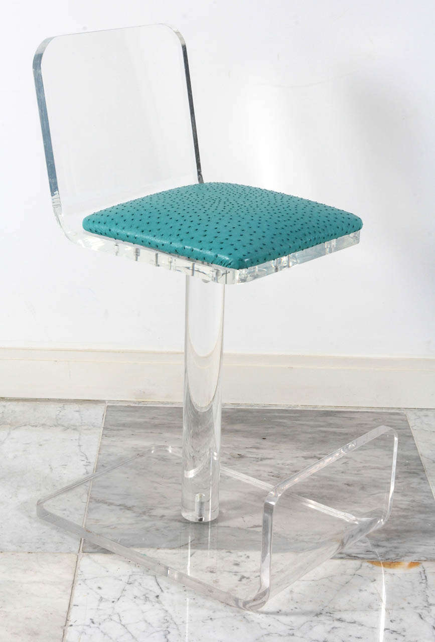 American Set of four Lucite Bar Stools by Karl Springer