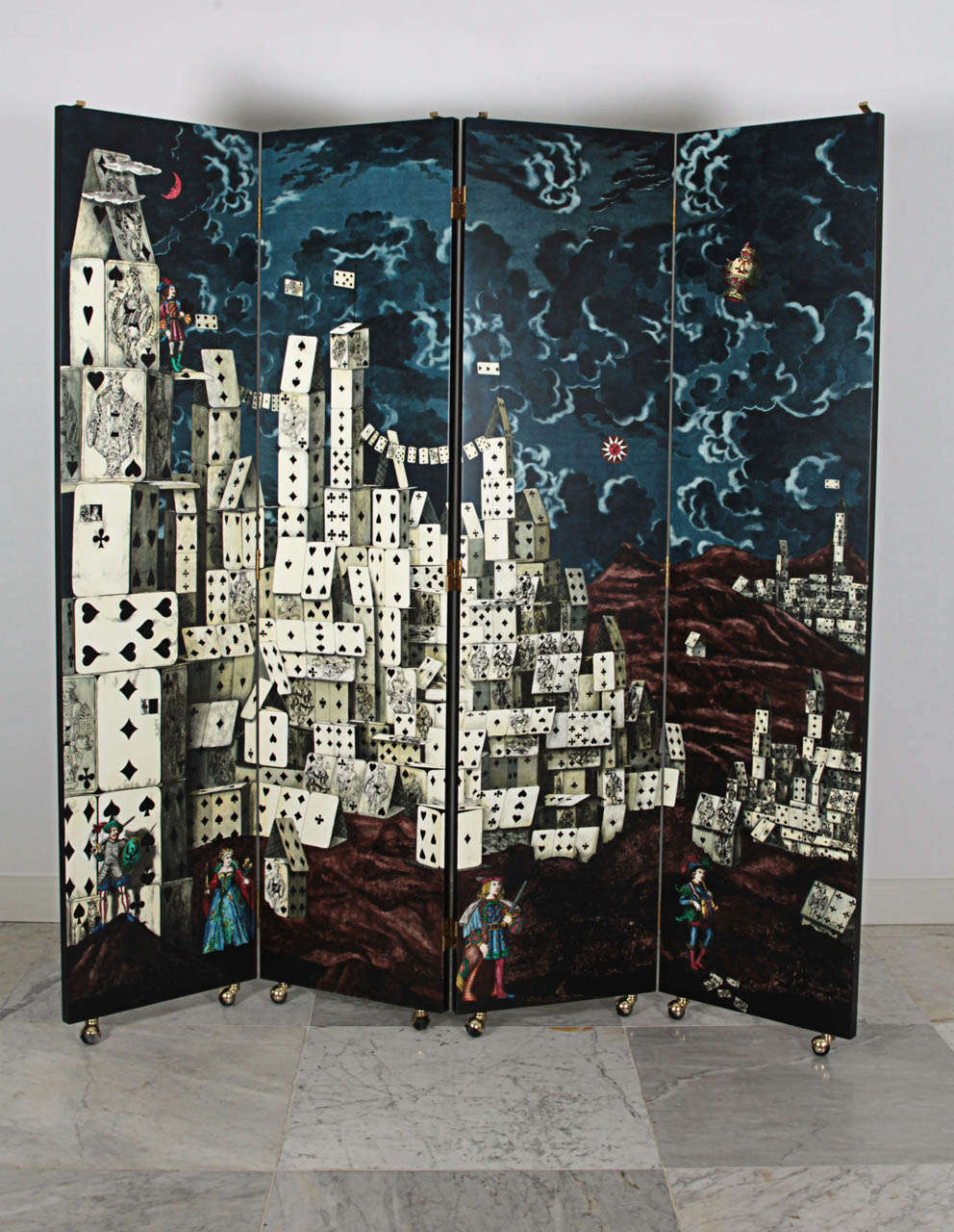 Italian Piero Fornasetti City of Cards Folding Screen