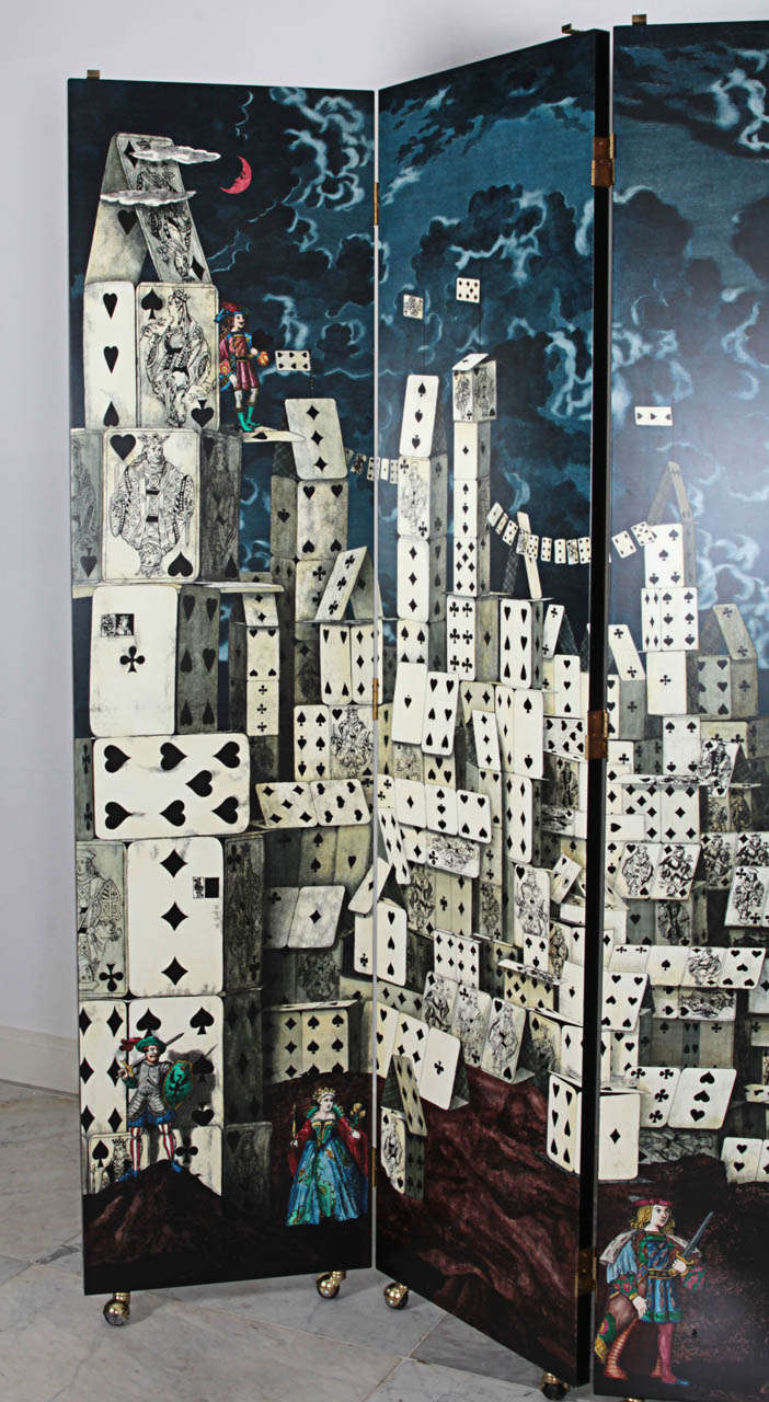 Piero Fornasetti City of Cards Folding Screen In Excellent Condition In New York, NY