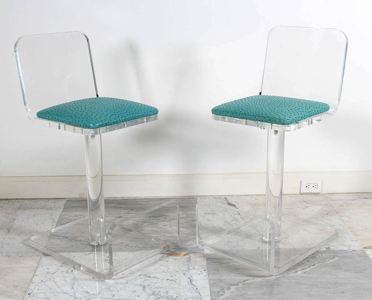 Set of four Lucite Bar Stools by Karl Springer at 1stDibs