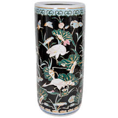 Exquisite Porcelain Umbrella Stand with Hand Painted Oriental Designs