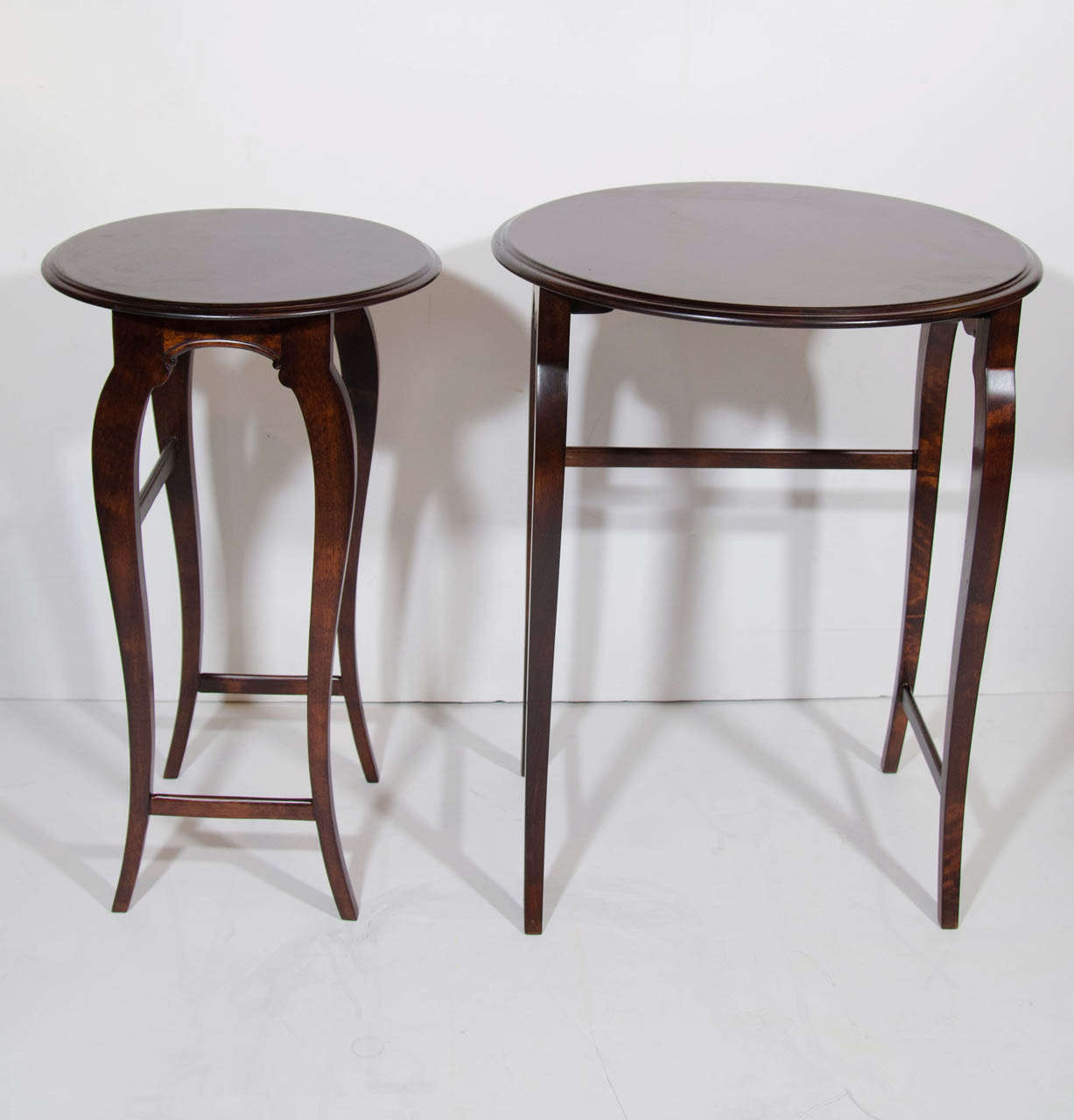 Elegant Set of Three Austrian Satin Walnut Wood Nesting Tables at 1stDibs