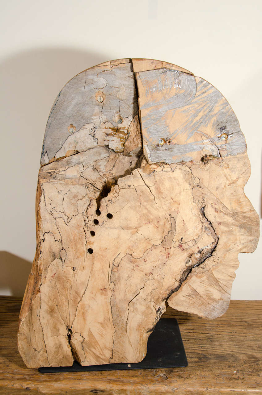 Mid-20th Century Massive Burl Wood Carved Profile For Sale