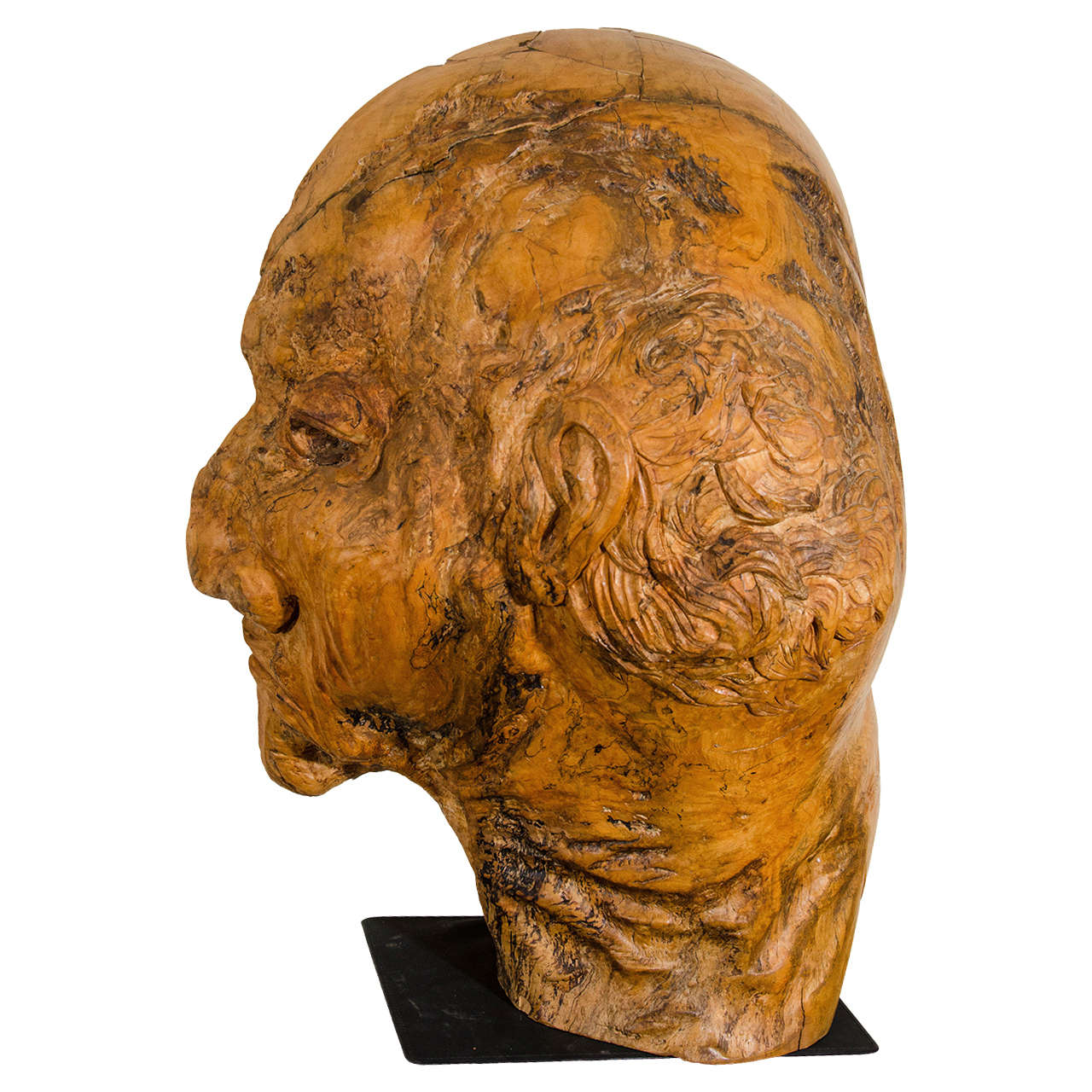 Massive Burl Wood Carved Profile For Sale