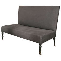 Napoleon 3rd Settee in Charcoal Grey Linen