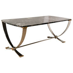 Ruithmanesque Chrome & Brass Coffee Table with marble top