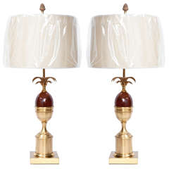 Pair of Brass and Resin Lamps 9