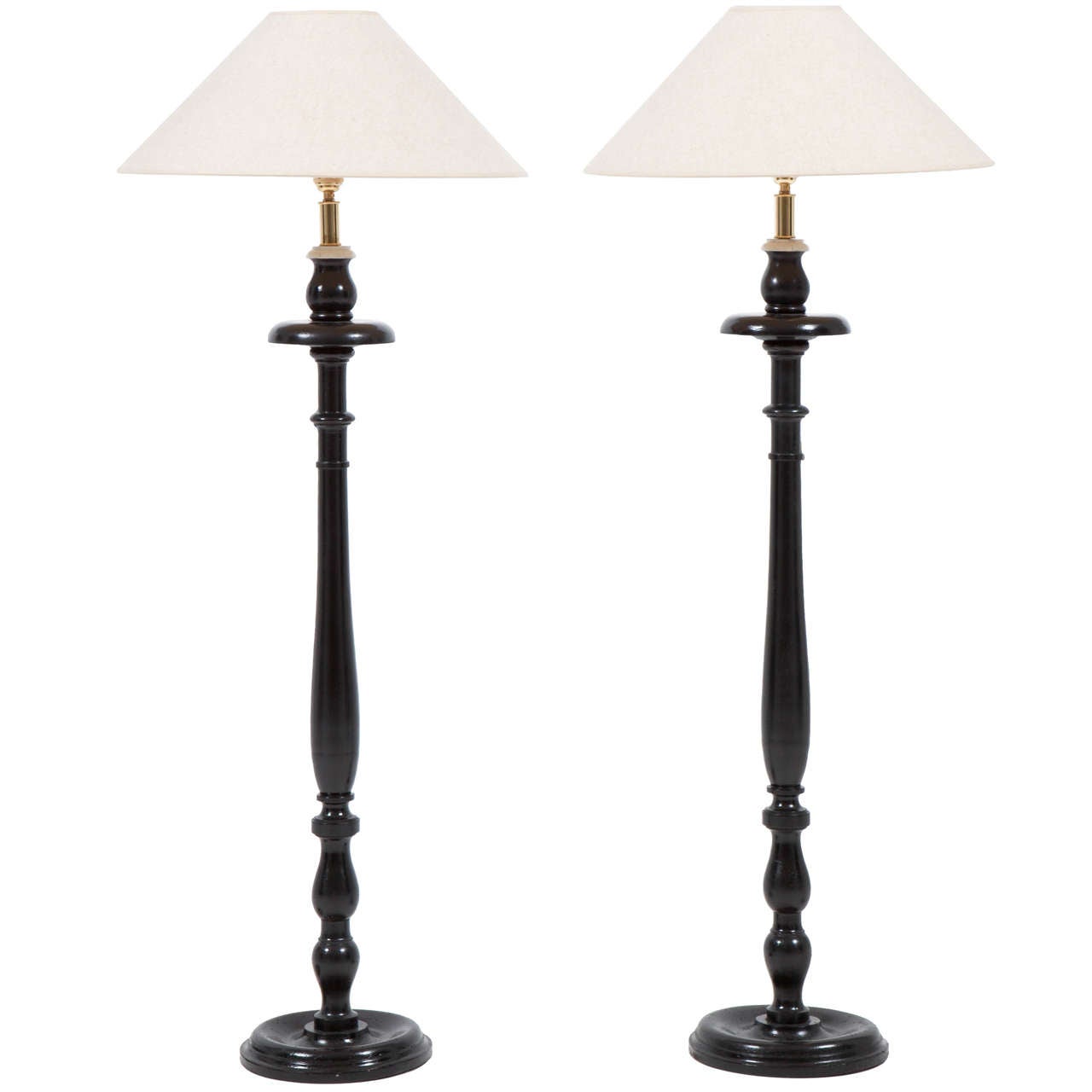 Pair of Painted Wood Floor Lamps For Sale at 1stdibs