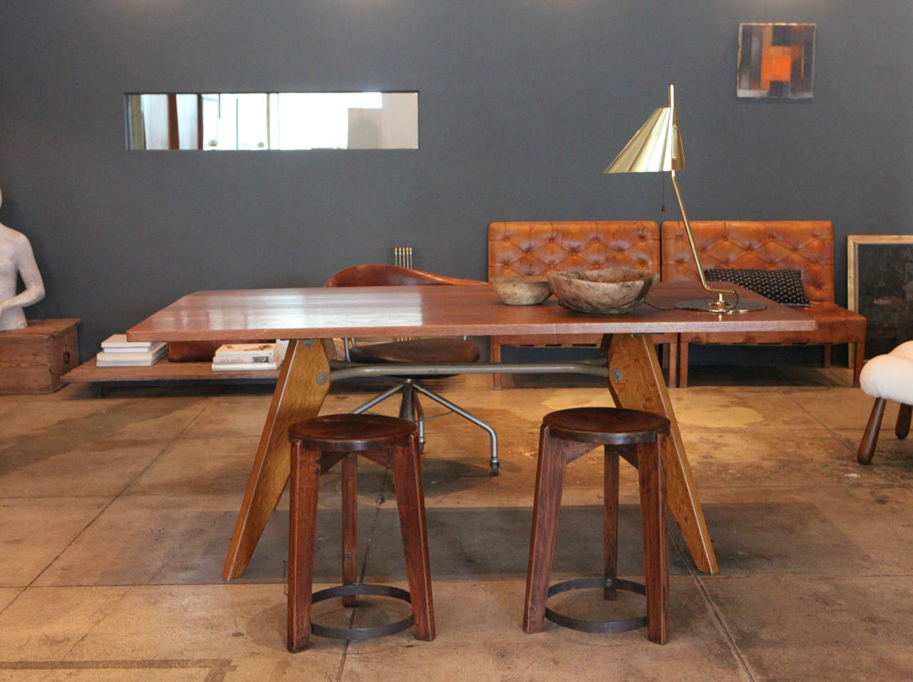 French Jean Prouve Demountable Dining Table, Jean Prouve Ateliers, 1950