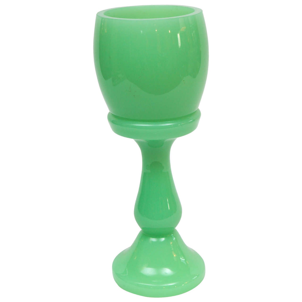 French Opaline Glass Large Green Goblet, circa 1880