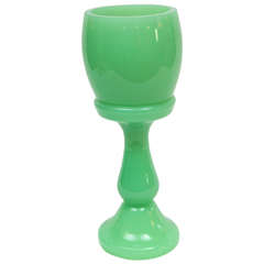 French Opaline Glass Large Green Goblet, circa 1880