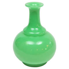 A French Green Opaline Glass Vase, 19th c.