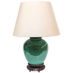 Chinese Green Crackle Glazed Jar circa 1840, Mounted as a Lamp