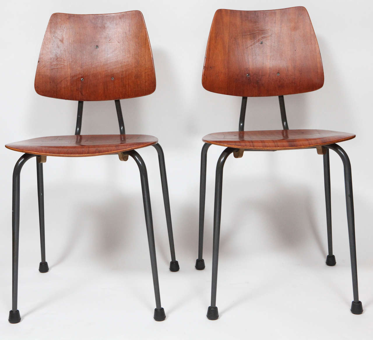 SET OF FIVE DANISH STACKING CHAIRS, c. 1960