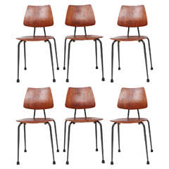 SET OF FIVE DANISH STACKING CHAIRS, c. 1960