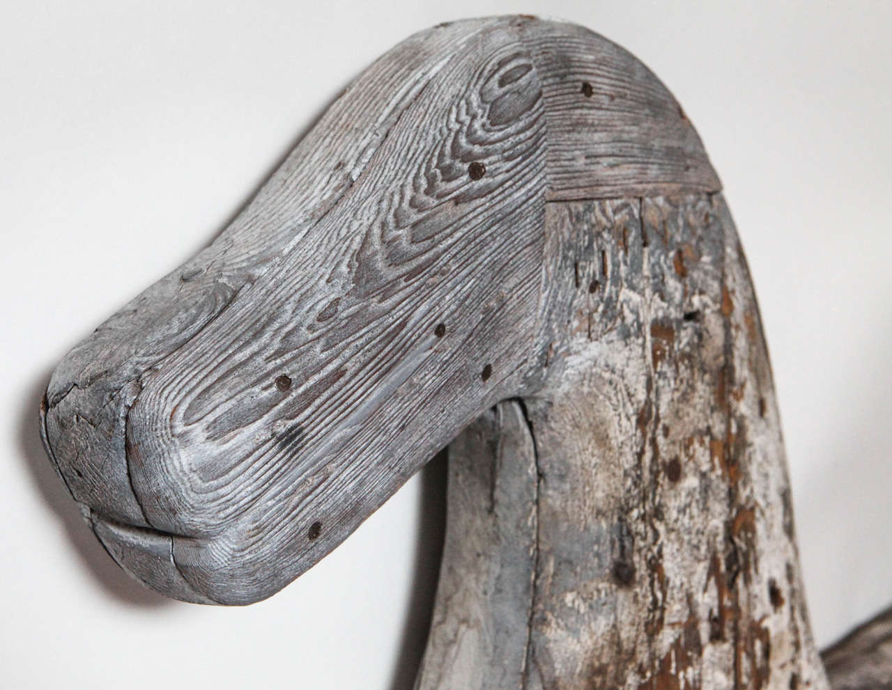 HAND CARVED WOODEN ROCKING HORSE, 19th Century For Sale 4