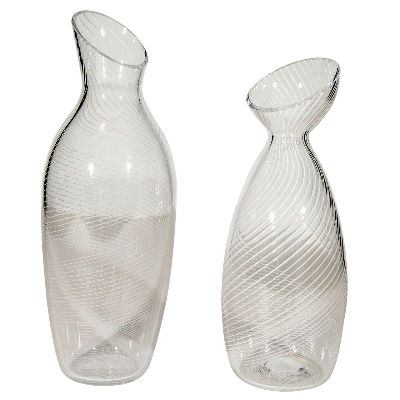 Hand-blown Glass Decantors by Cartwright New York For Sale