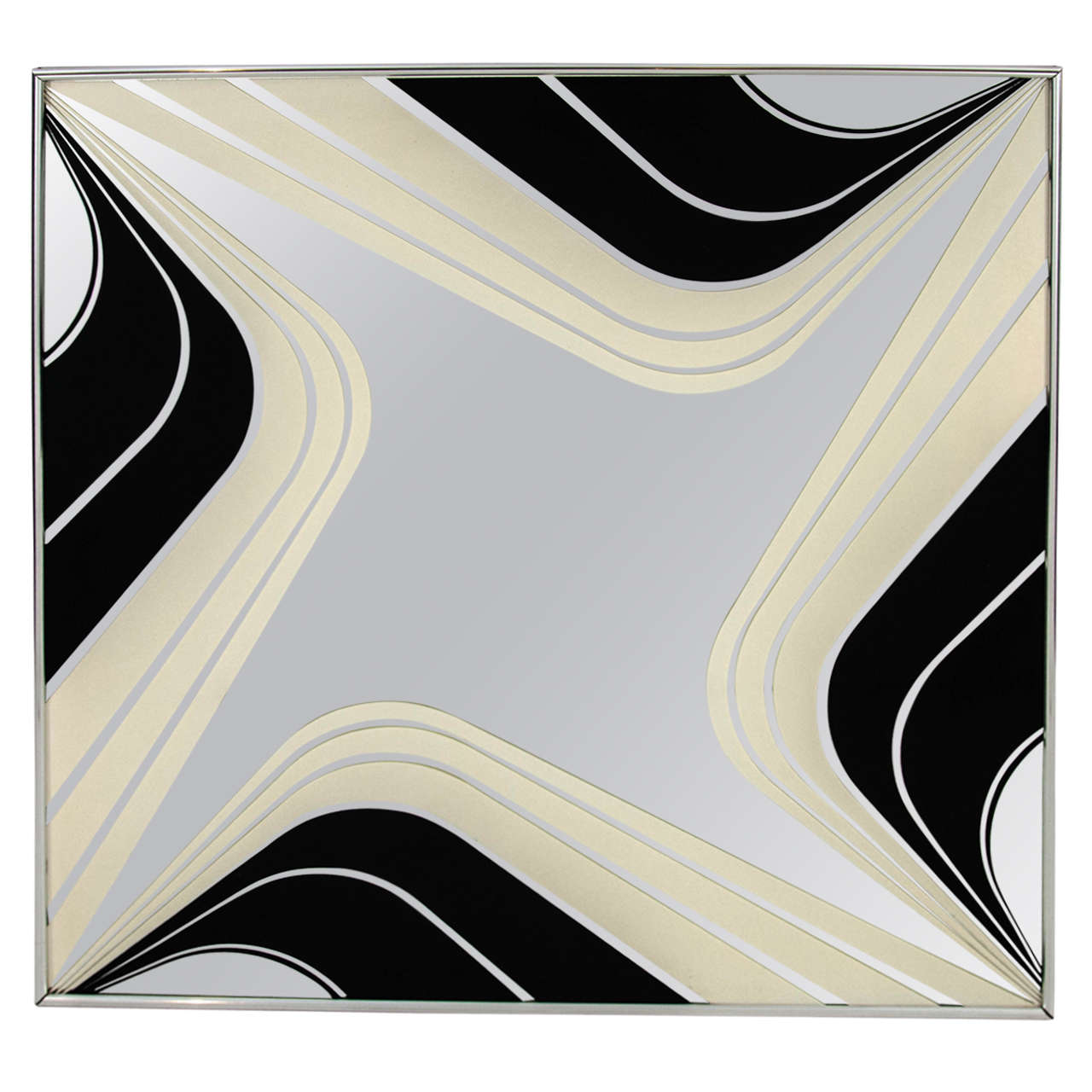 Stylish and Bold Black and White Silk Screened Mirror
