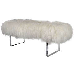 Tibetan Lambswool Bench with Lucite Plinths