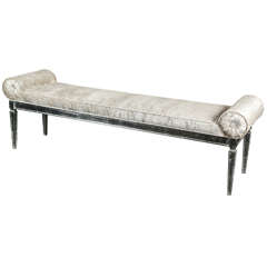 Art Deco Bench with Rolled Sides in Silver Leaf Wood