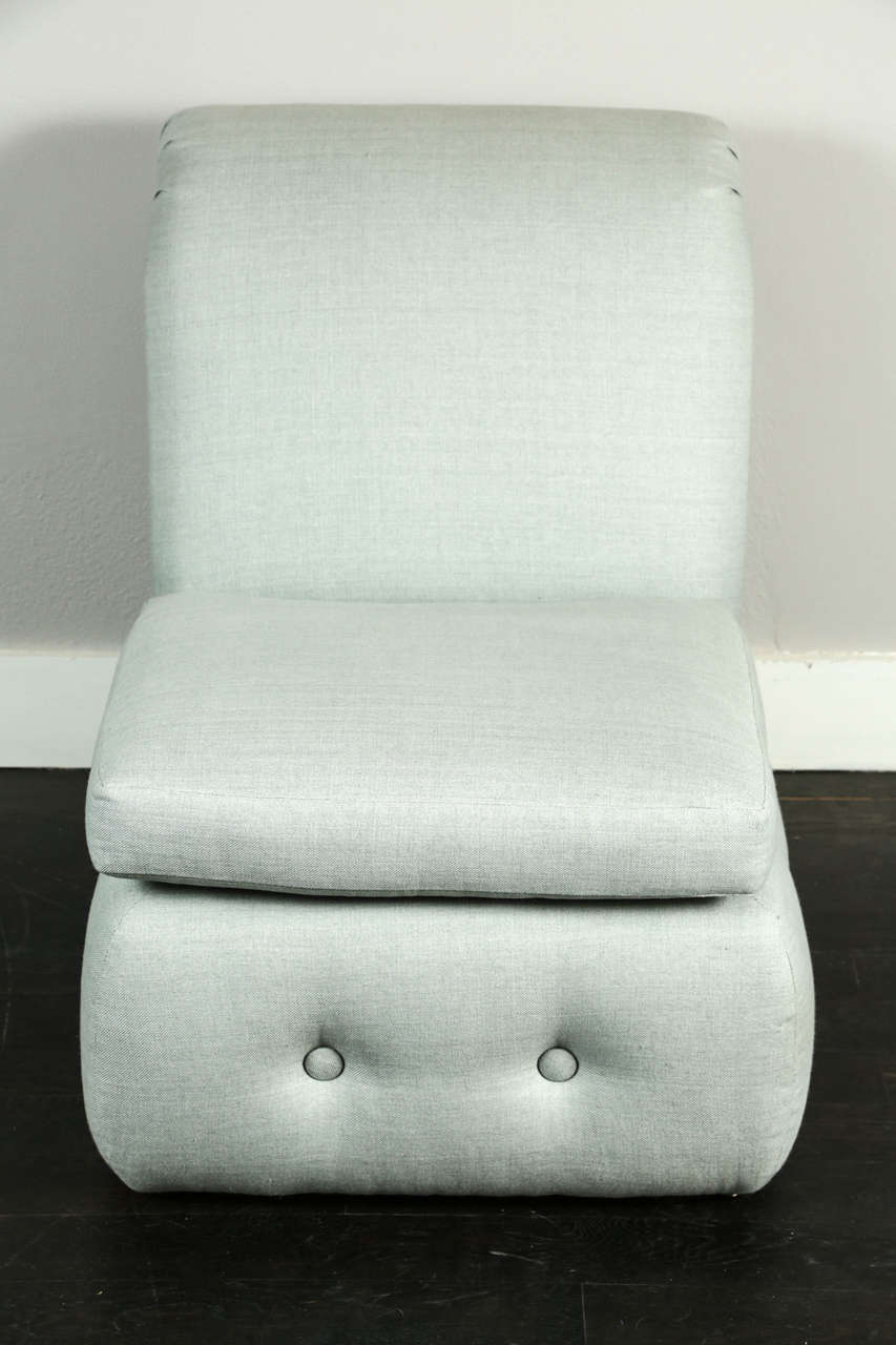 Pair of Slipper Chairs with Rolled Back and Tufted Base