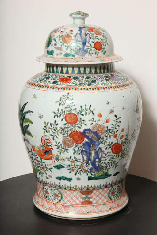 Large Chinese Export Hand Painted Polychrome Ginger Jar 6