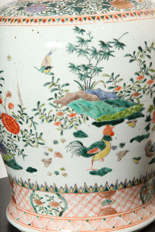 Large Chinese Export Hand Painted Polychrome Ginger Jar 8