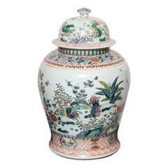 Large Chinese Export Hand Painted Polychrome Ginger Jar