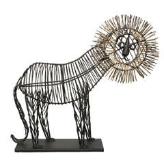 1960
s Wrought Iron Lion on Stand, manner of Frederick Weinberg