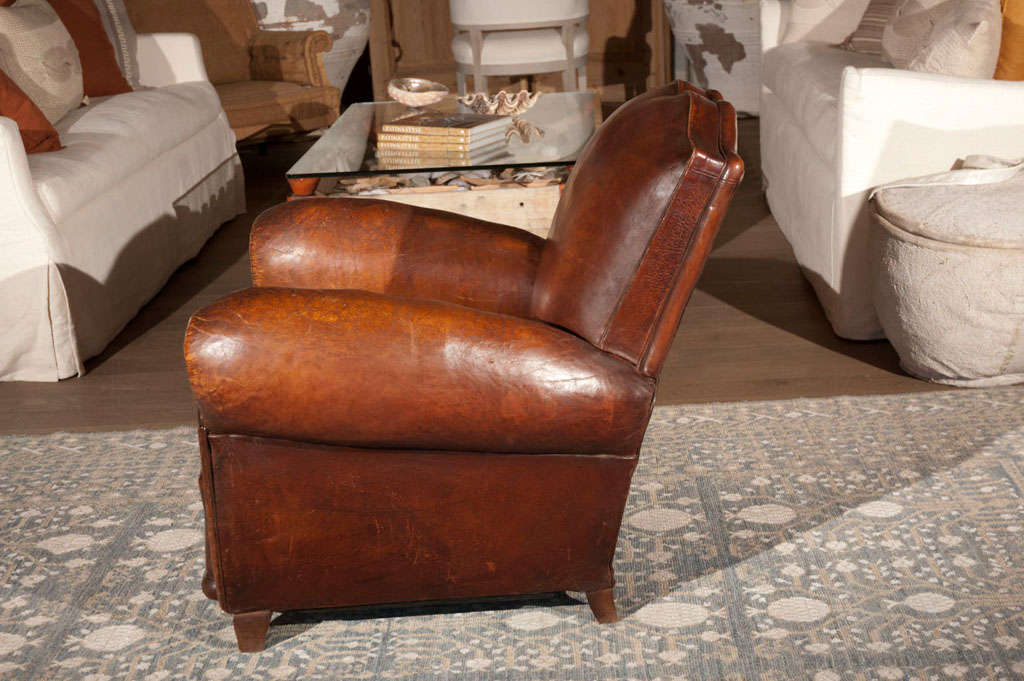 Gorgeous French Leather Club Chairs For Sale 2