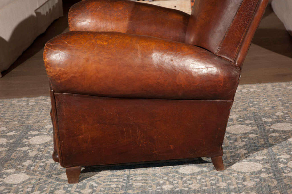 Gorgeous French Leather Club Chairs For Sale 3