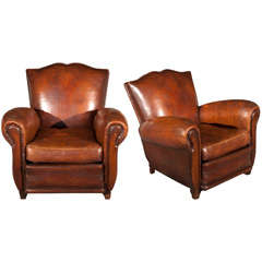 Gorgeous French Leather Club Chairs