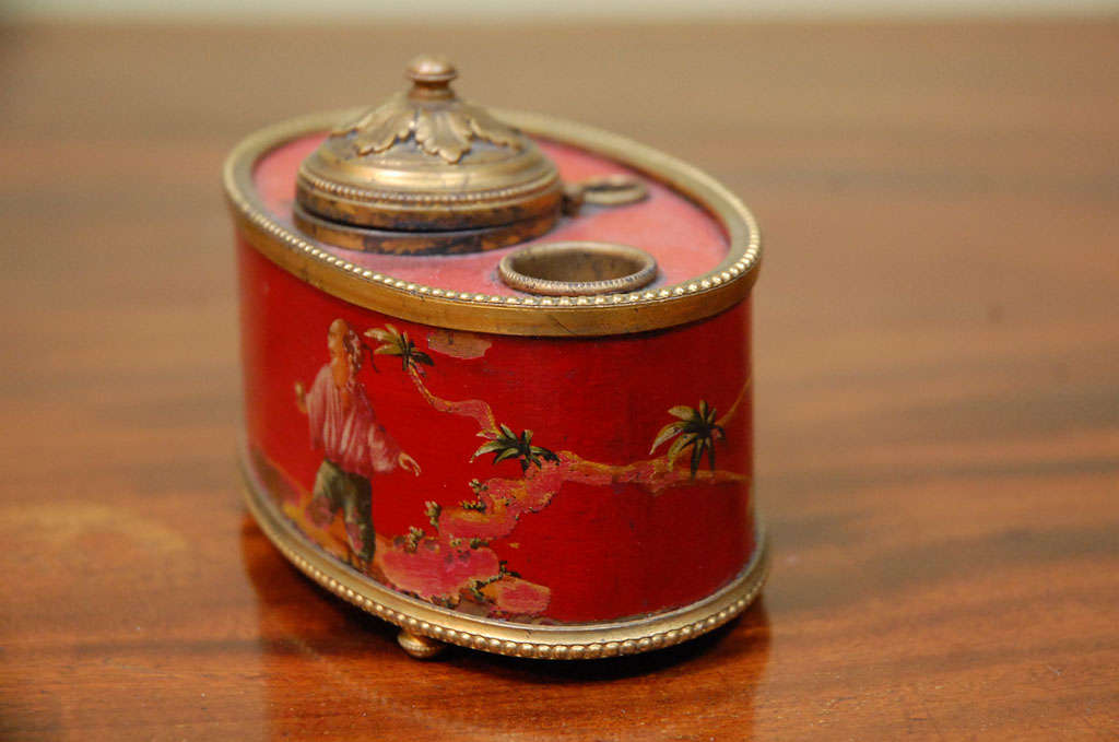 20th Century Ink Well with Chinoiserie Decoration