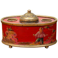 Vintage Ink Well with Chinoiserie Decoration