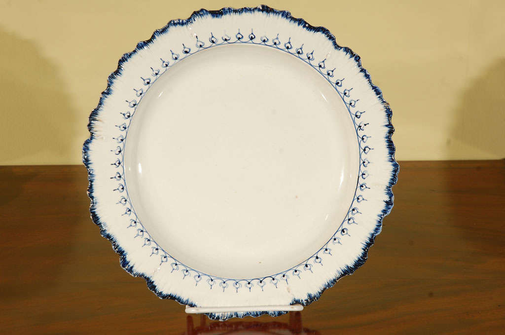 A set of Wedgwood Creamware Blue Featheredge Plates c. 1790