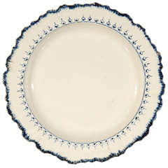 A set of Wedgwood Creamware Blue Featheredge Plates c. 1790