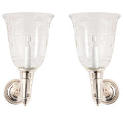 Silver and Glass Sconces