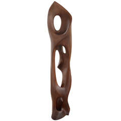 Free-form Hand Carved Wood Sculpture by E. Weber