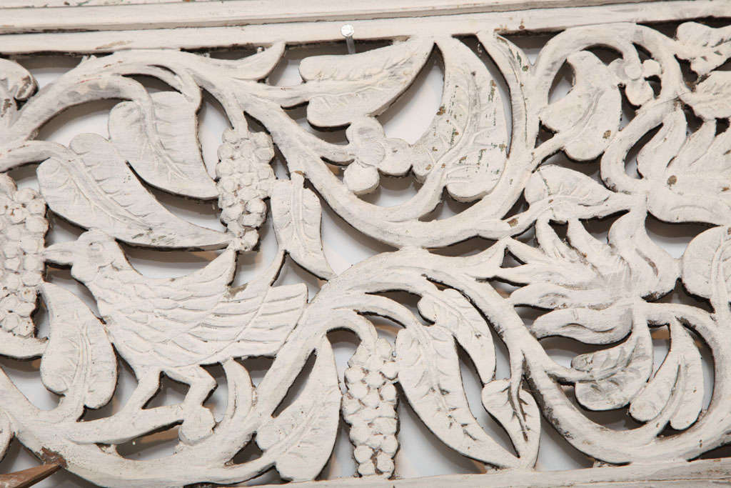 Indonesian White Carved Wall Panel