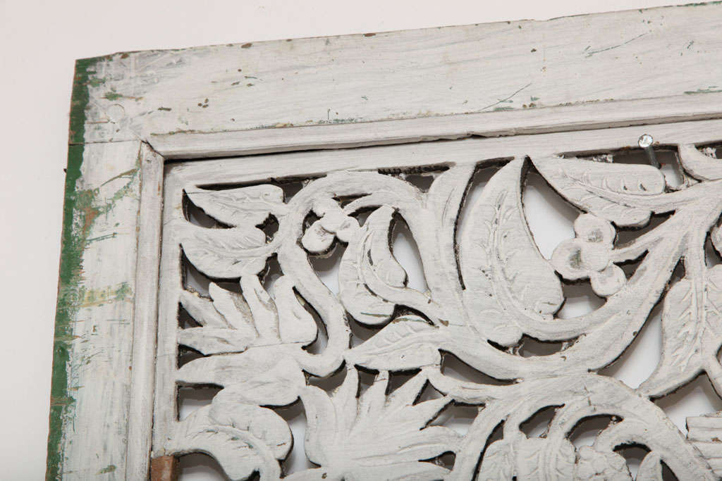 Wood White Carved Wall Panel