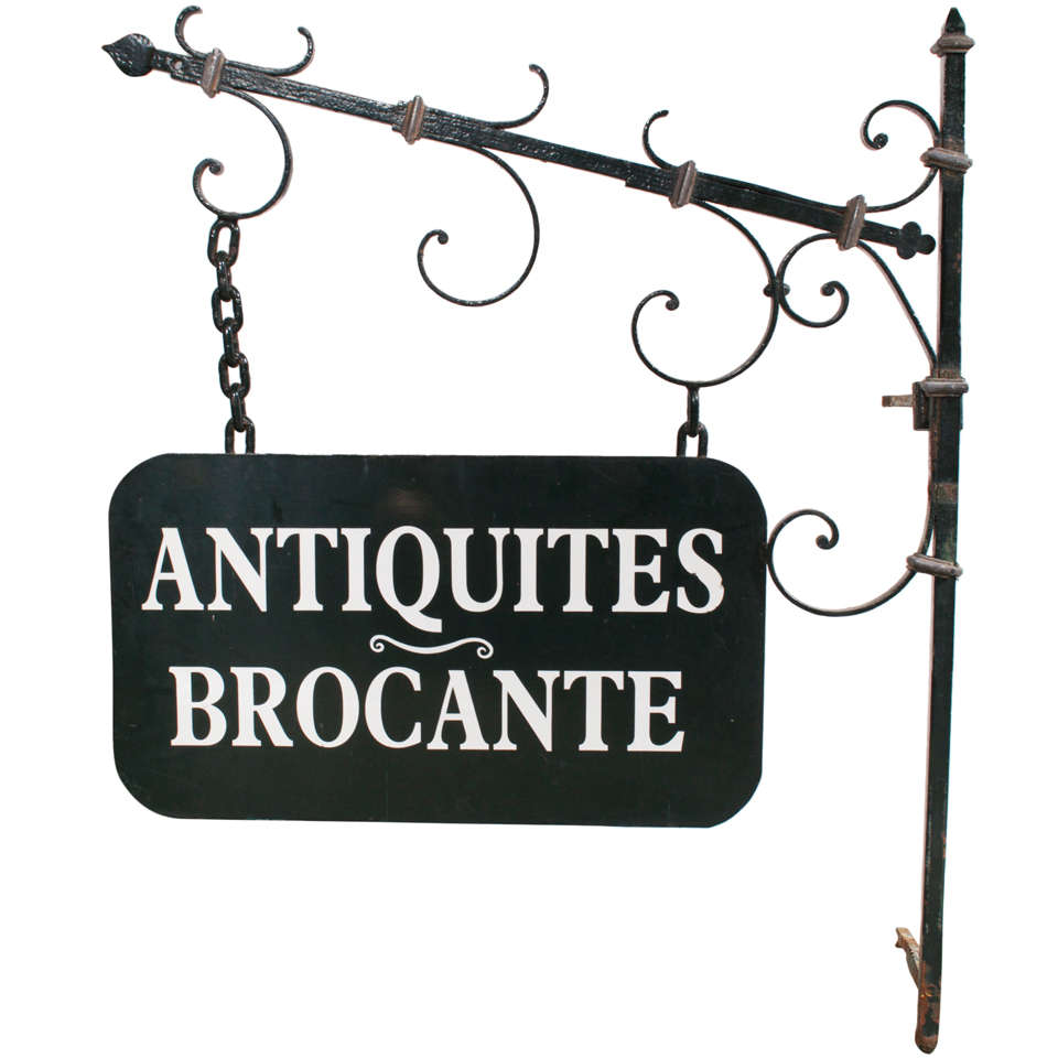 French Painted Wrought Iron Antique Shop Sign