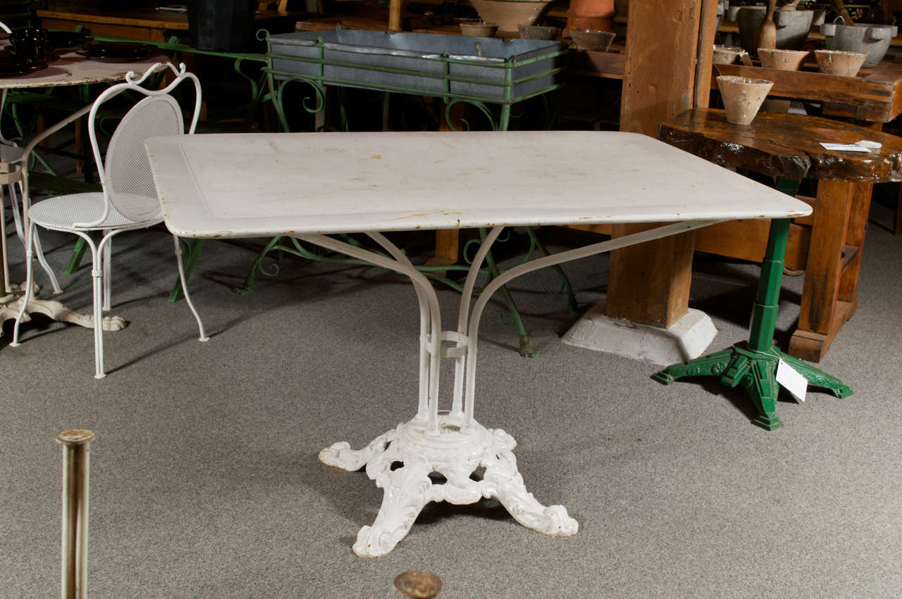 French 19th c. white painted metal rectangular garden table